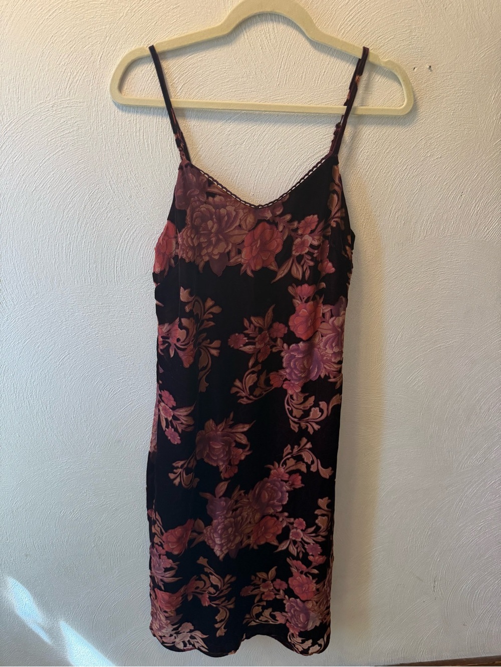 B.O.G. Collective Burgundy Floral Burnout Slip Dress Whimsigoth Midi NWT XS - Picture 2 of 8